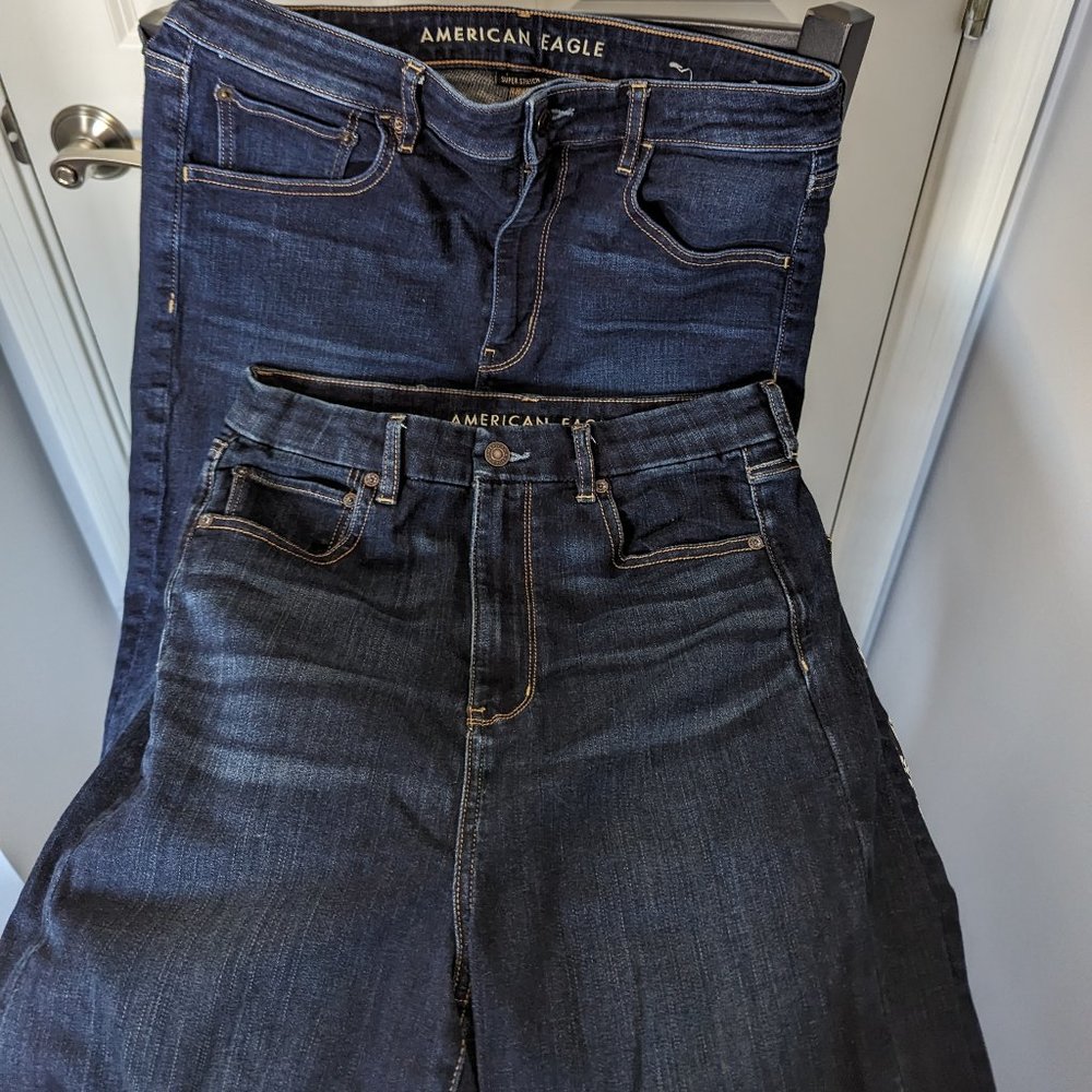 2 Pairs of Size 12 Long American Eagle Flare Jeans